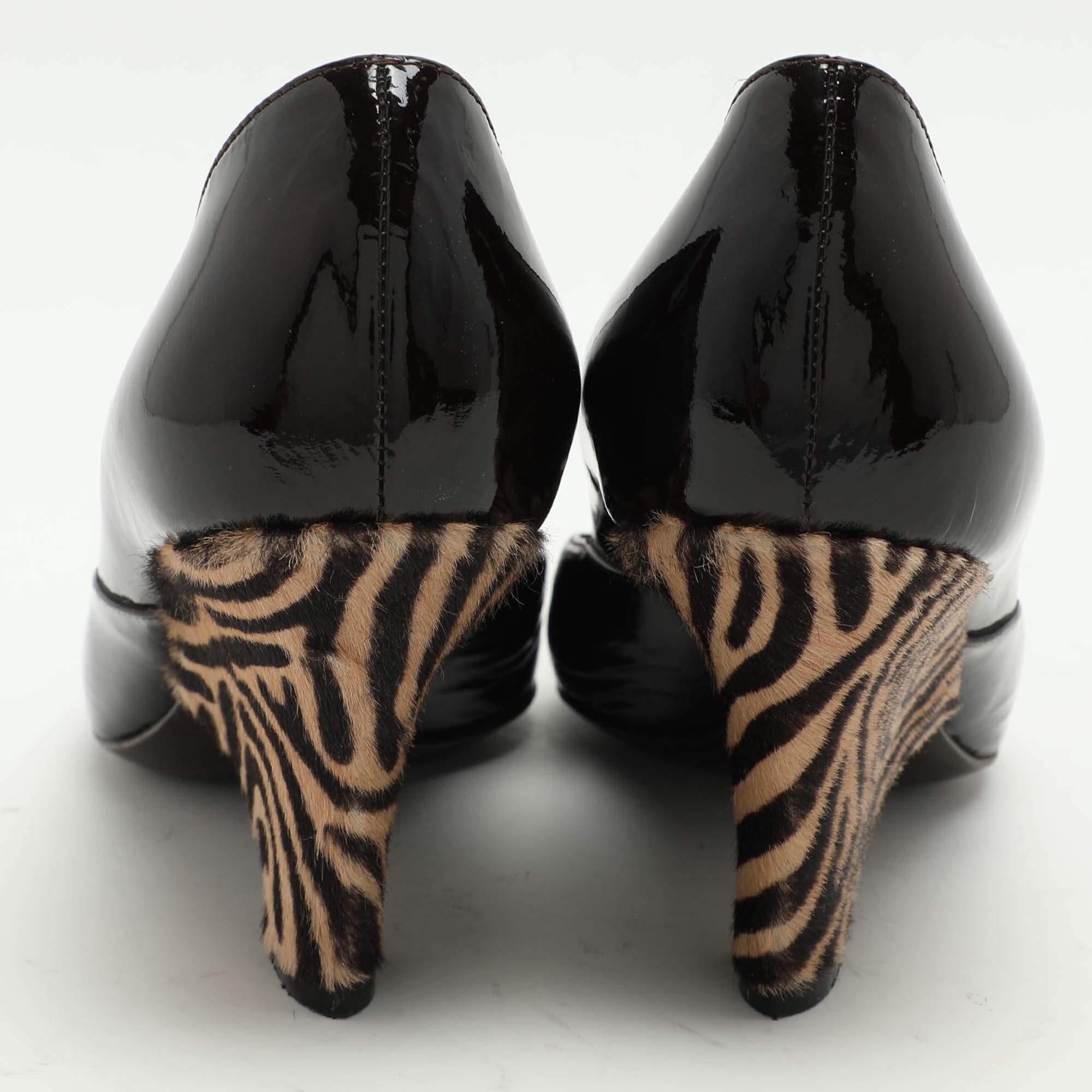 De las mujeres Sergio Rossi Bombas de cuña de charol marrón talla 39.5 en venta