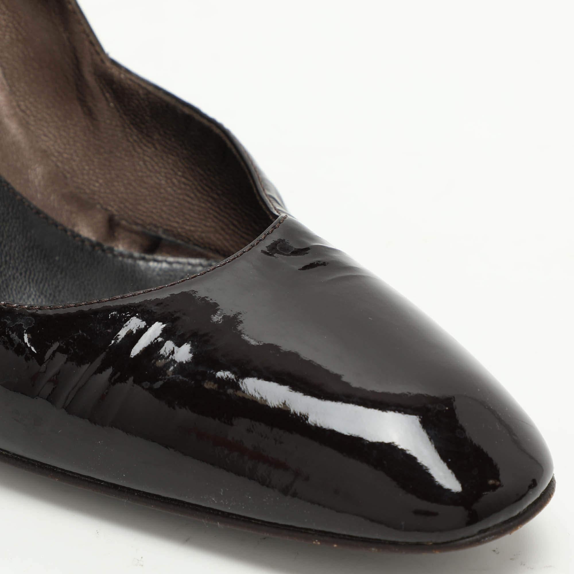 Sergio Rossi Bombas de cuña de charol marrón talla 39.5 en venta 2