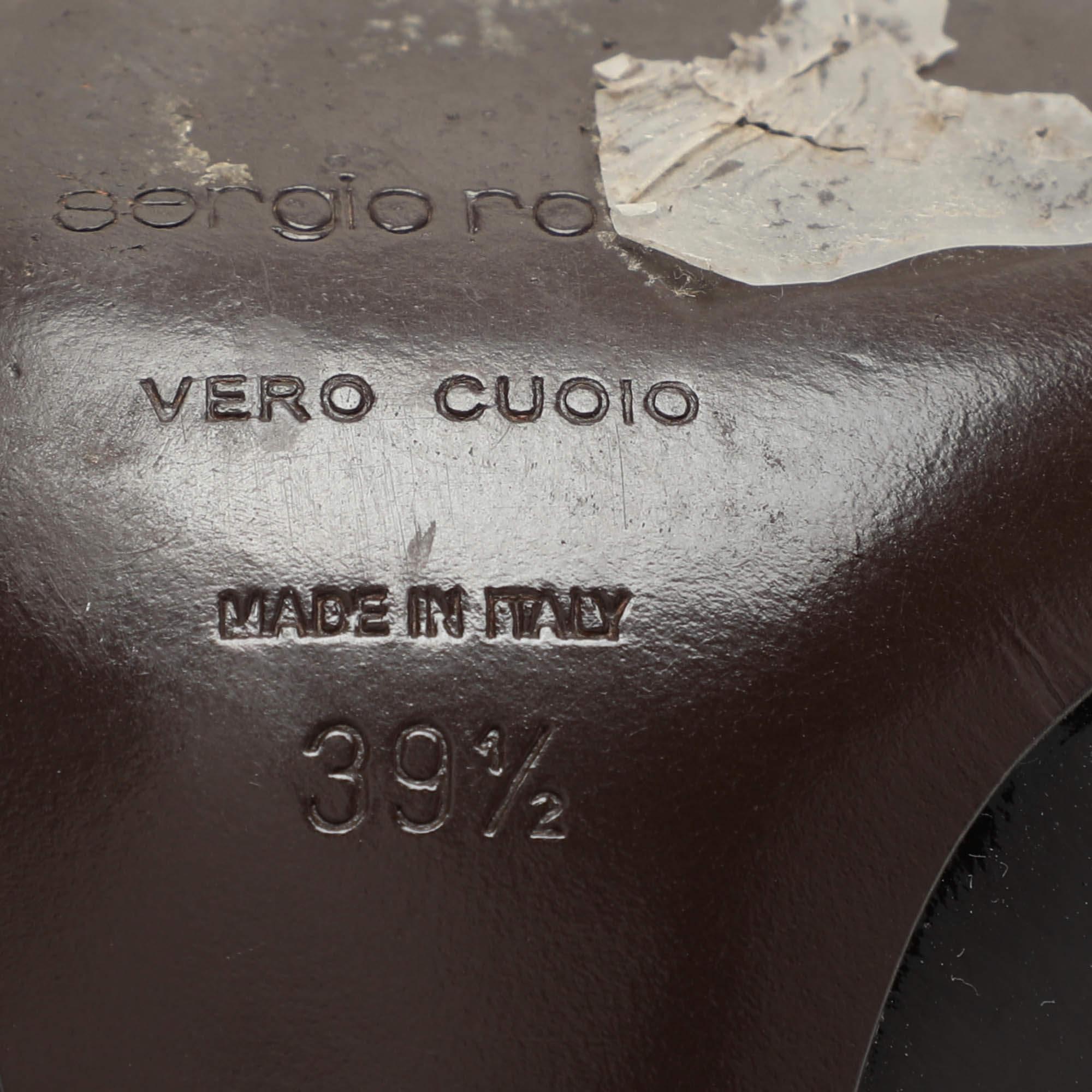 Sergio Rossi Bombas de cuña de charol marrón talla 39.5 en venta 3