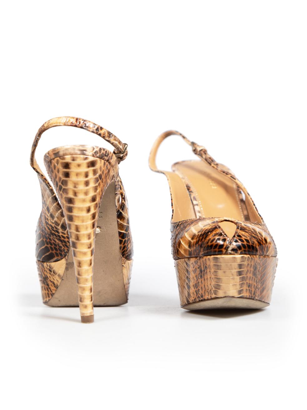 Marron Sergio Rossi Chaussures à talons en cuir de python Brown Taille IT 38 en vente