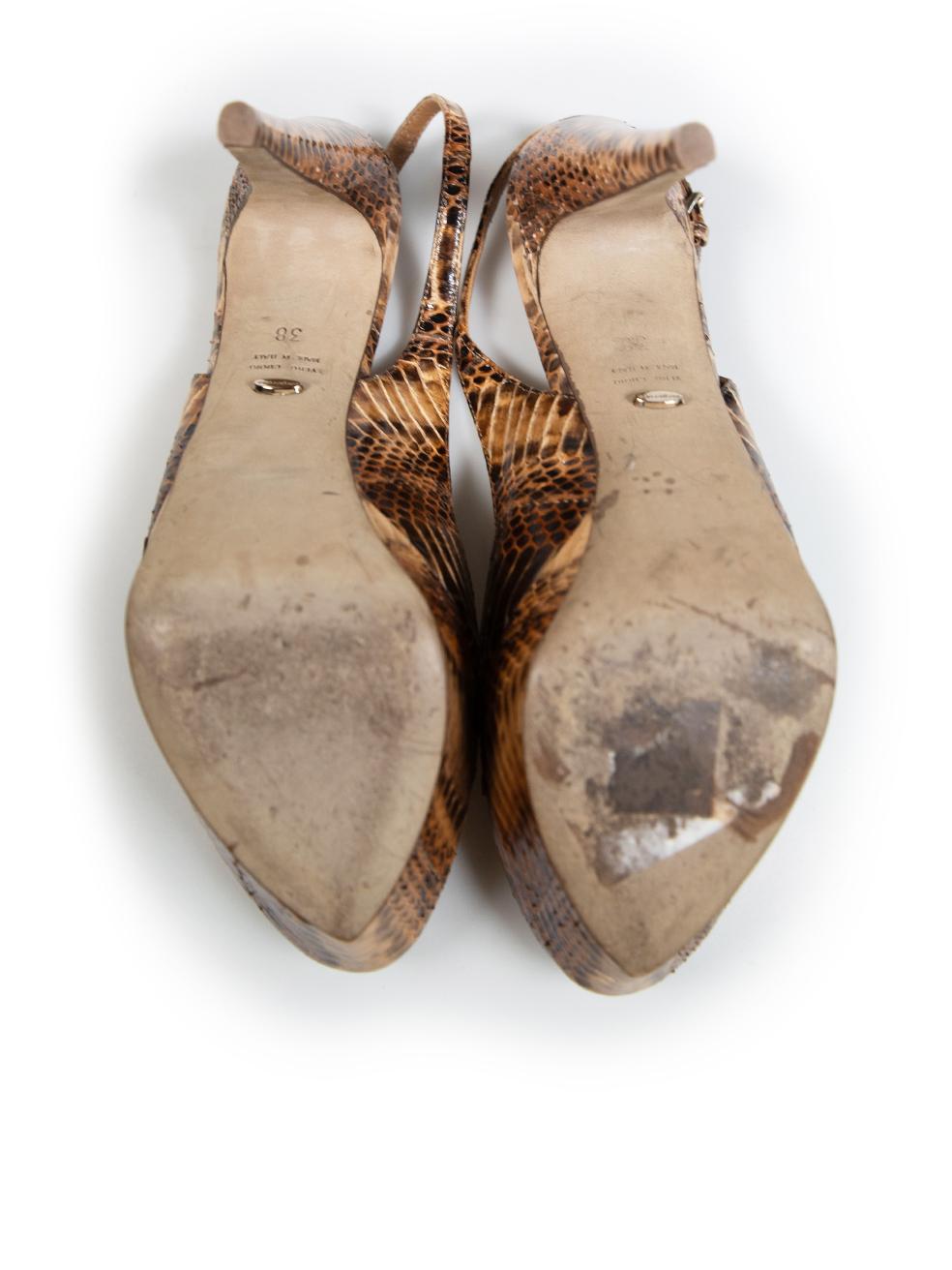 Sergio Rossi Chaussures à talons en cuir de python Brown Taille IT 38 Bon état - En vente à London, GB