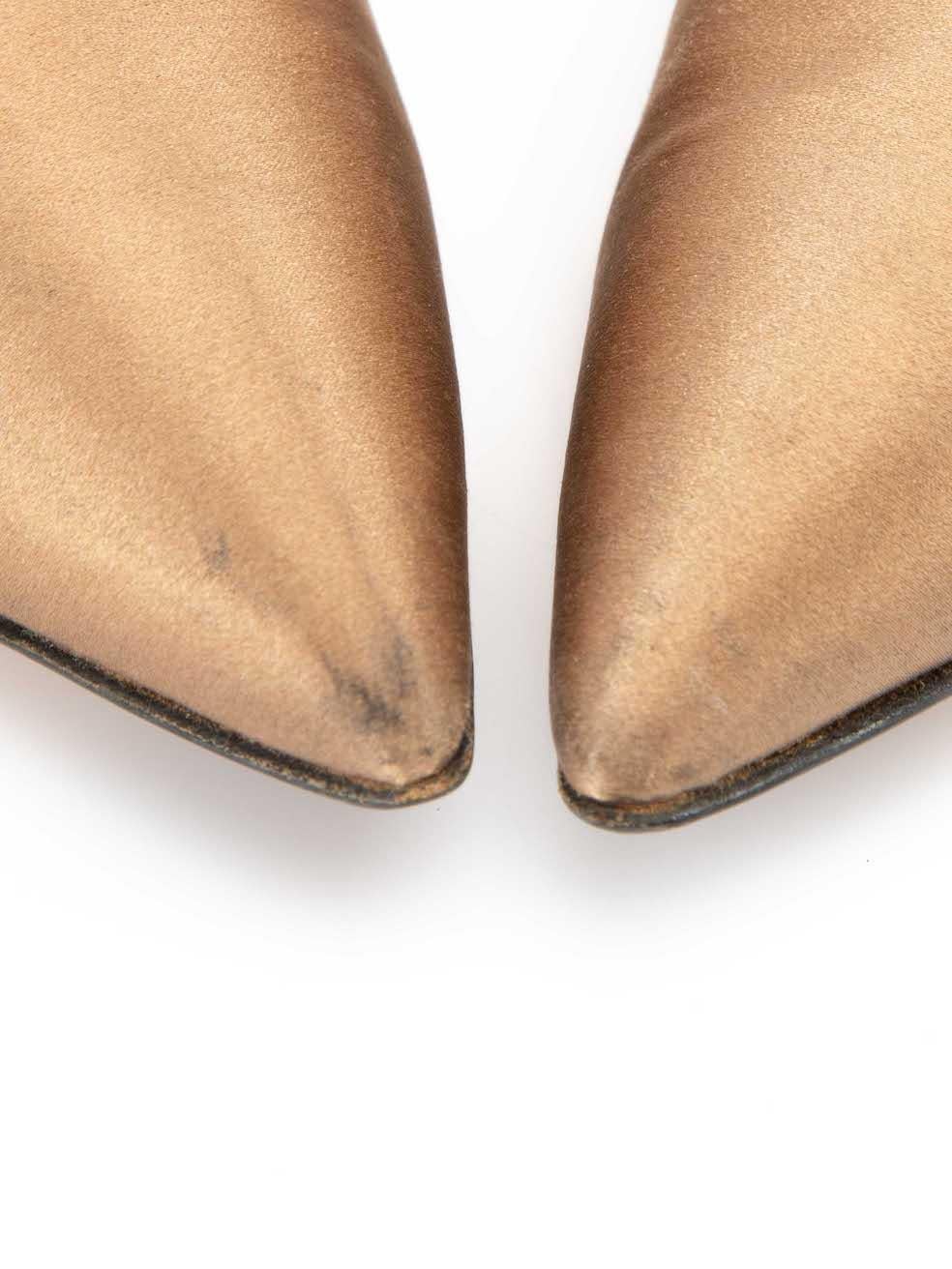 Sergio Rossi Brown Satin Ankle Strap Crystal Details Heels Size IT 37 Pour femmes en vente