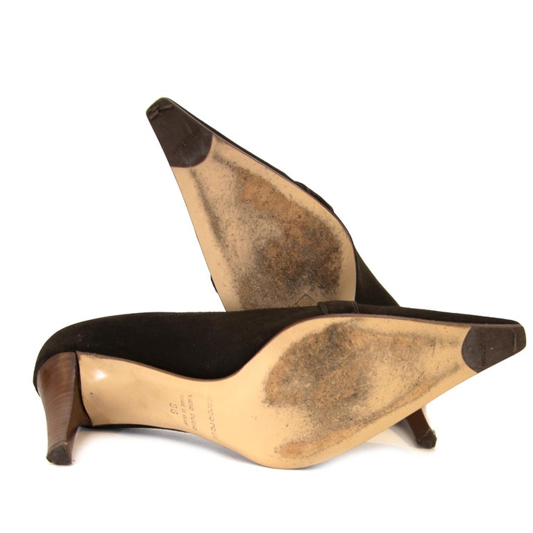 Sergio Rossi Brown Suede Heels - size 36 at 1stDibs