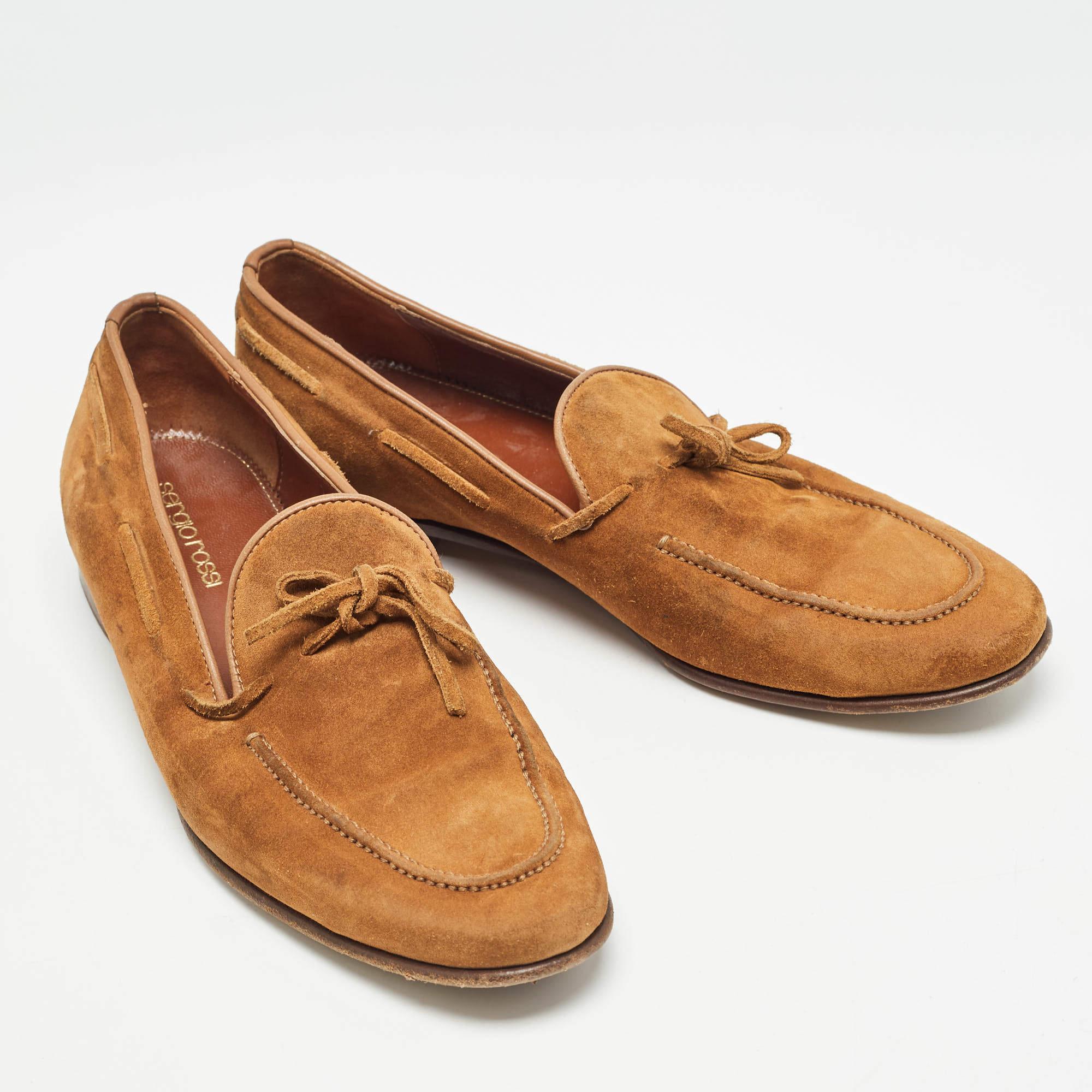 Sergio Rossi Brown Wildleder Loafers Größe 37.5 im Zustand „Gut“ im Angebot in Dubai, Al Qouz 2