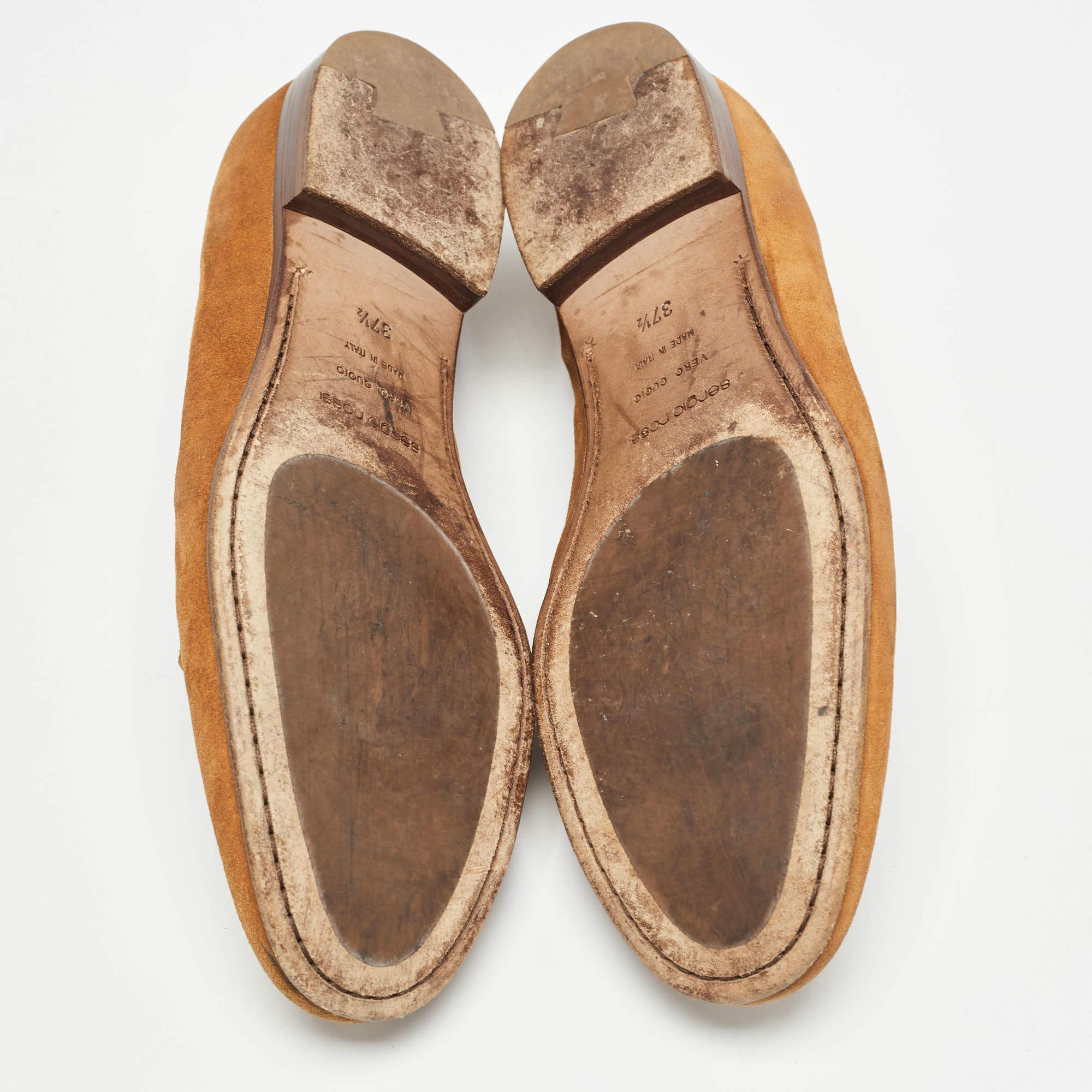 Sergio Rossi Brown Wildleder Loafers Größe 37.5 im Angebot 1