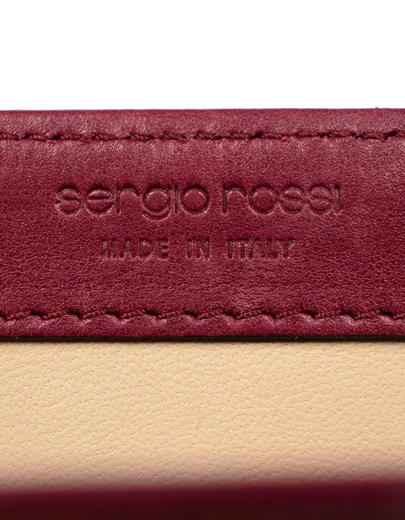 Sergio Rossi Burgundy Patent Leather Clutch W/ Wrist Strap 5