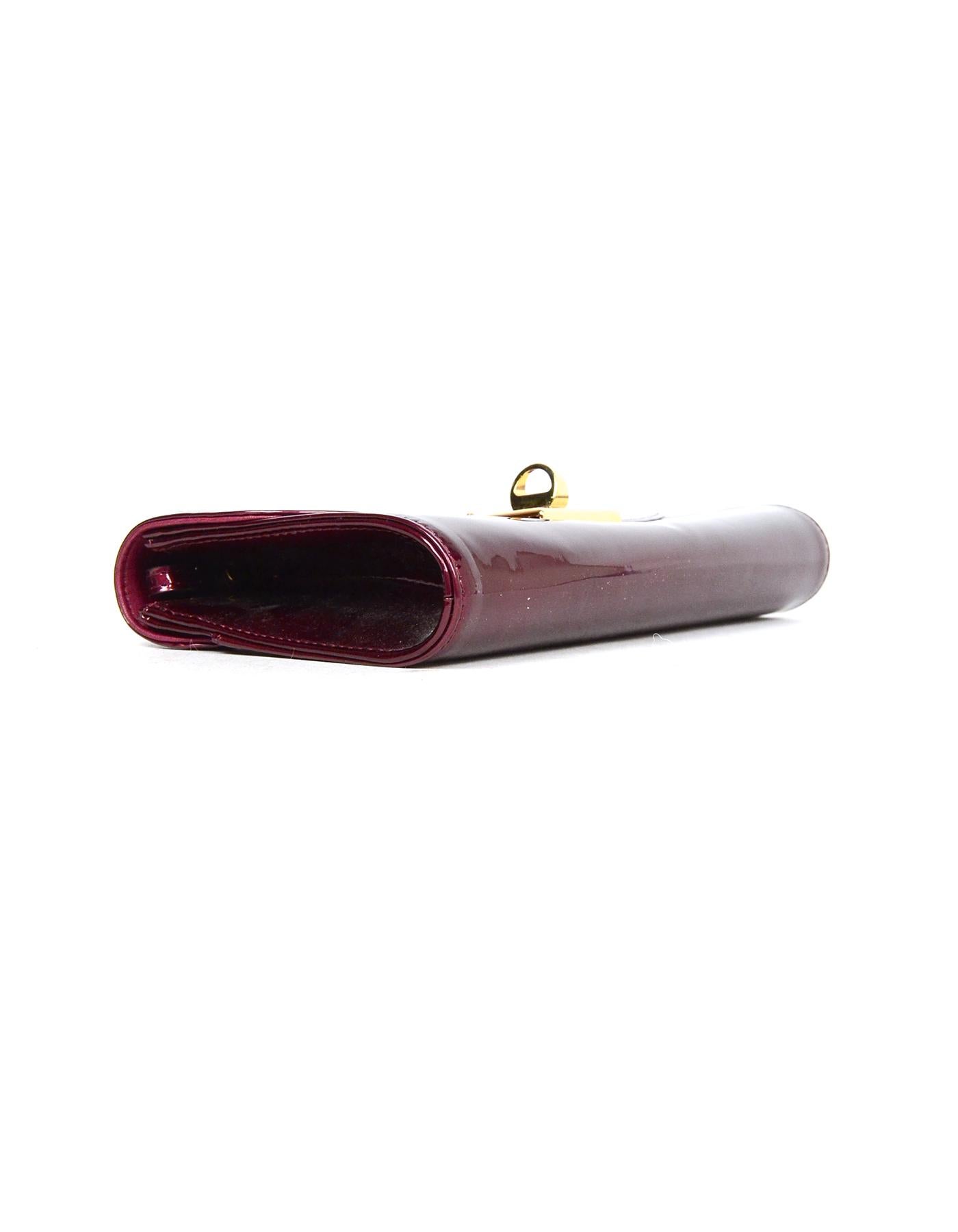 Red Sergio Rossi Burgundy Patent Leather Clutch W/ Wrist Strap