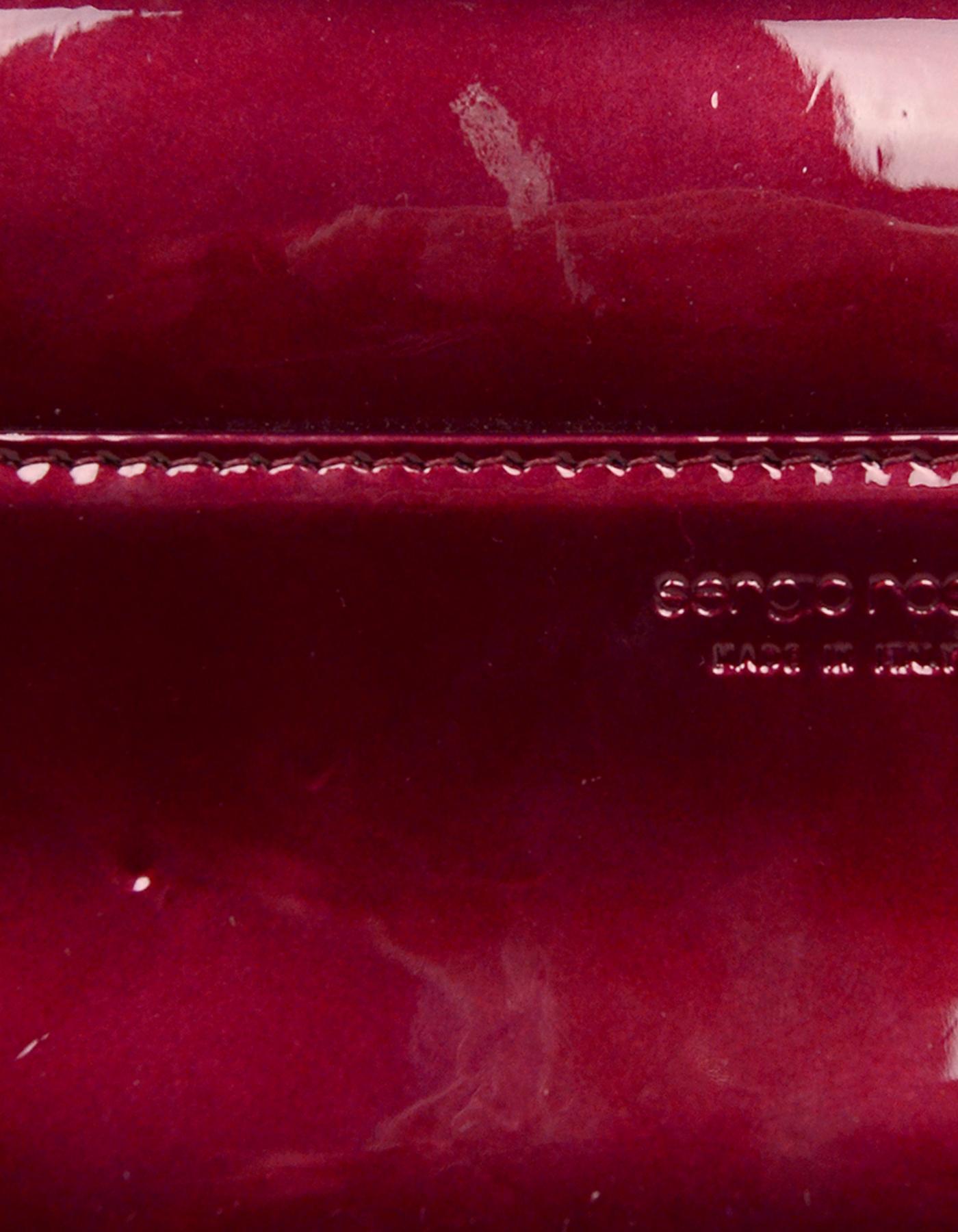 Sergio Rossi Burgundy Patent Leather Clutch W/ Wrist Strap 2
