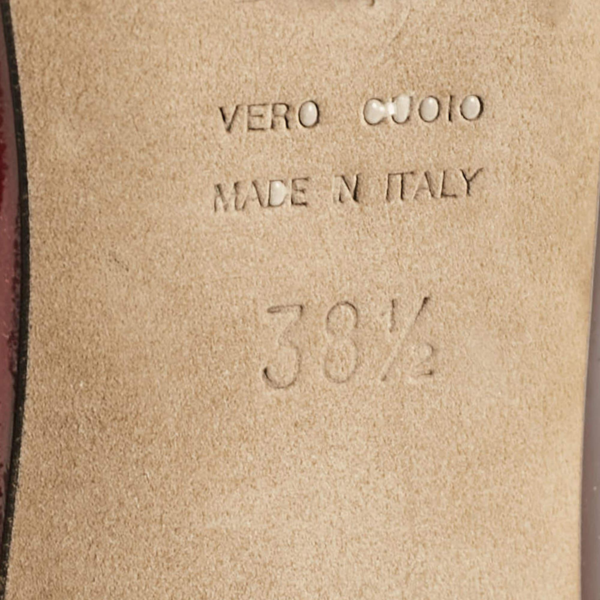 Sergio Rossi, in pelle verniciata borgogna, punta aperta con plateau, misura 38,5 in vendita 3