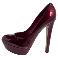 Sergio Rossi Burgundy Patent Leather Platform Pump Size 38