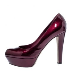 Sergio Rossi Burgundy Patent Leather Platform Pumps Size 39