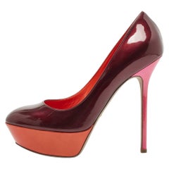 Sergio Rossi Burgundy Patent Leather Platform Pumps Size 39.5 Sergio Rossi Burgundy Patent Leather Platform Pumps Size 39.5