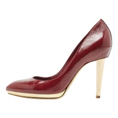 Sergio Rossi Burgunderfarbene Plateau-Pumps aus Lackleder Größe 39.5