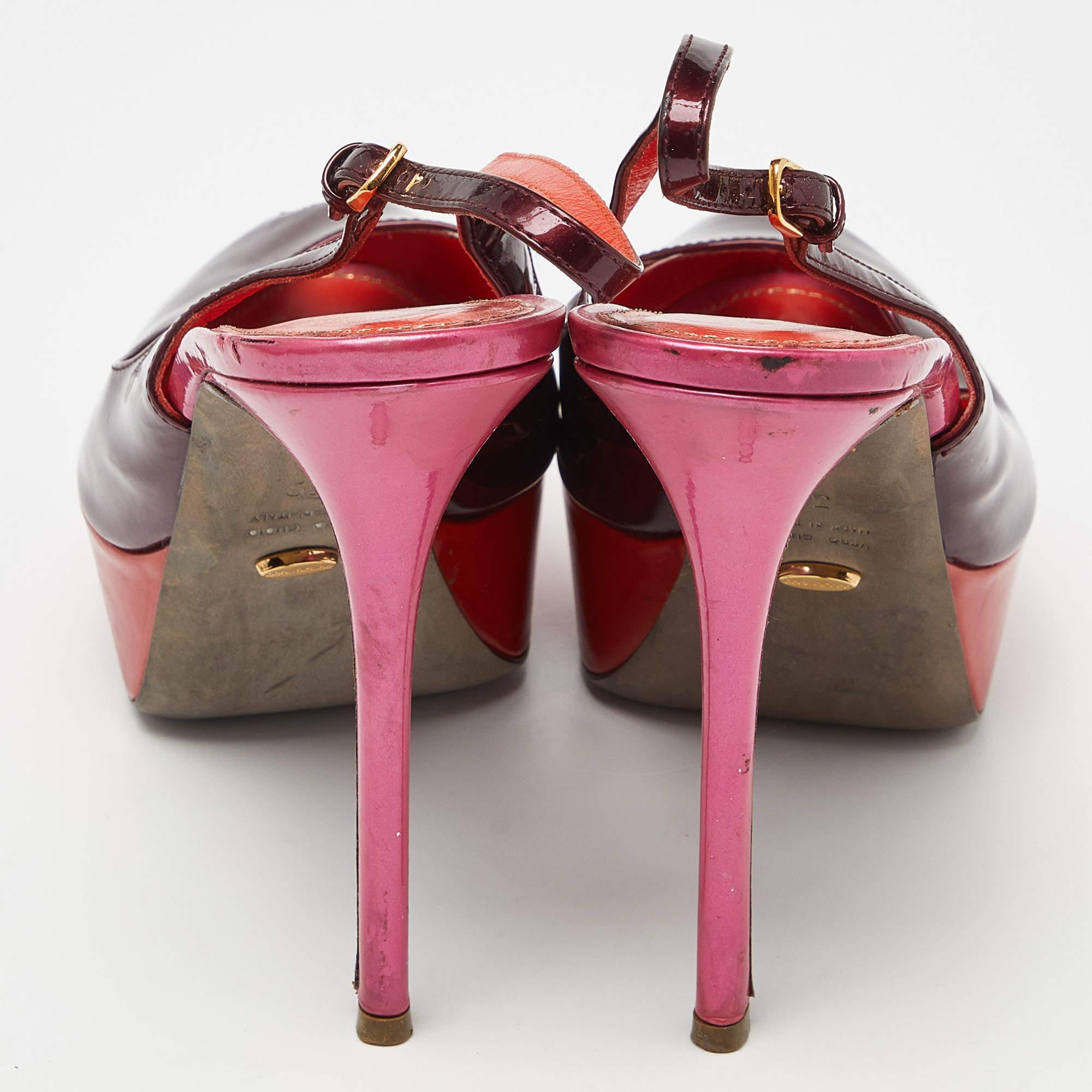 De las mujeres Sergio Rossi Bombas Cachet Slingback de charol burdeos/rojo talla 39 en venta