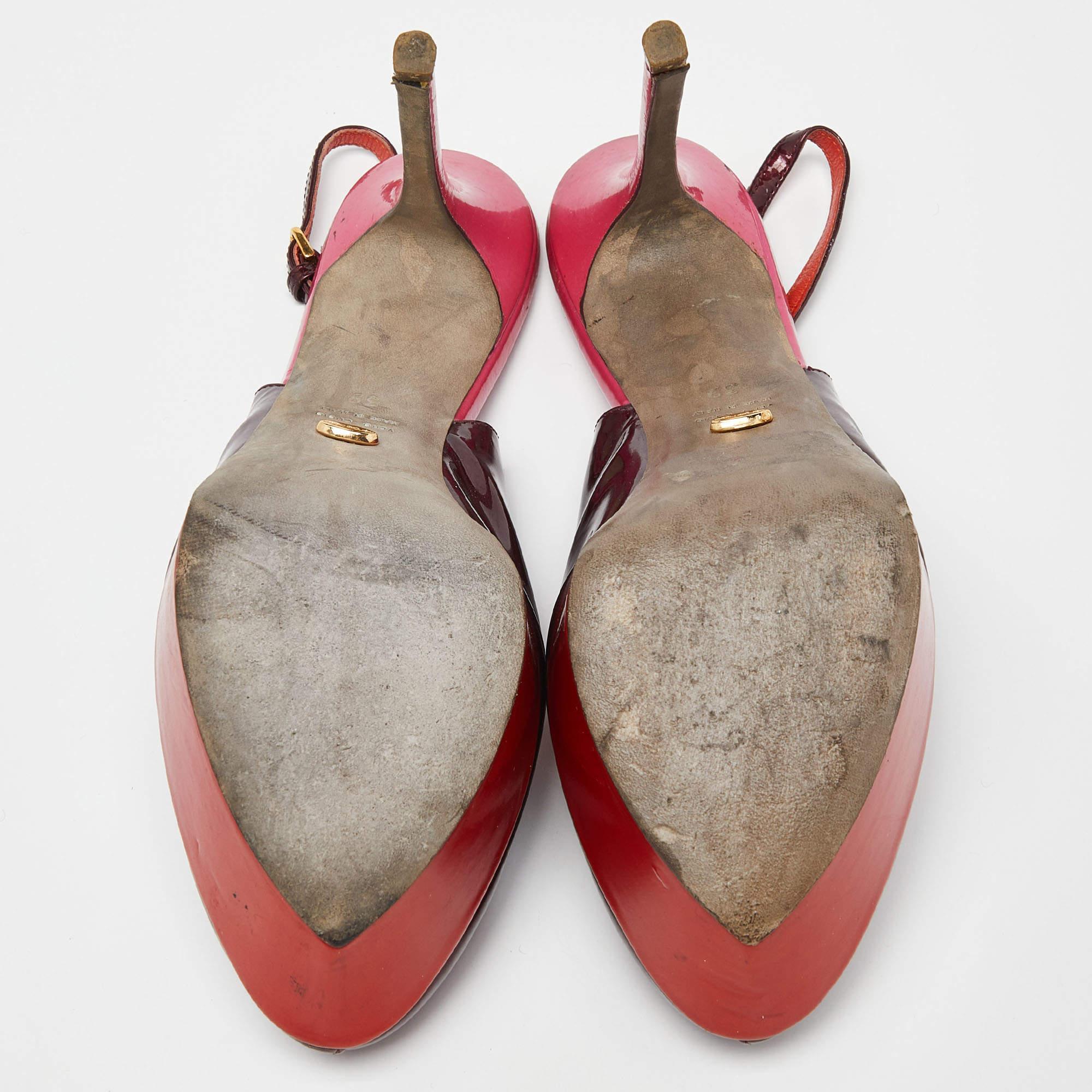 Sergio Rossi Bombas Cachet Slingback de charol burdeos/rojo talla 39 en venta 1