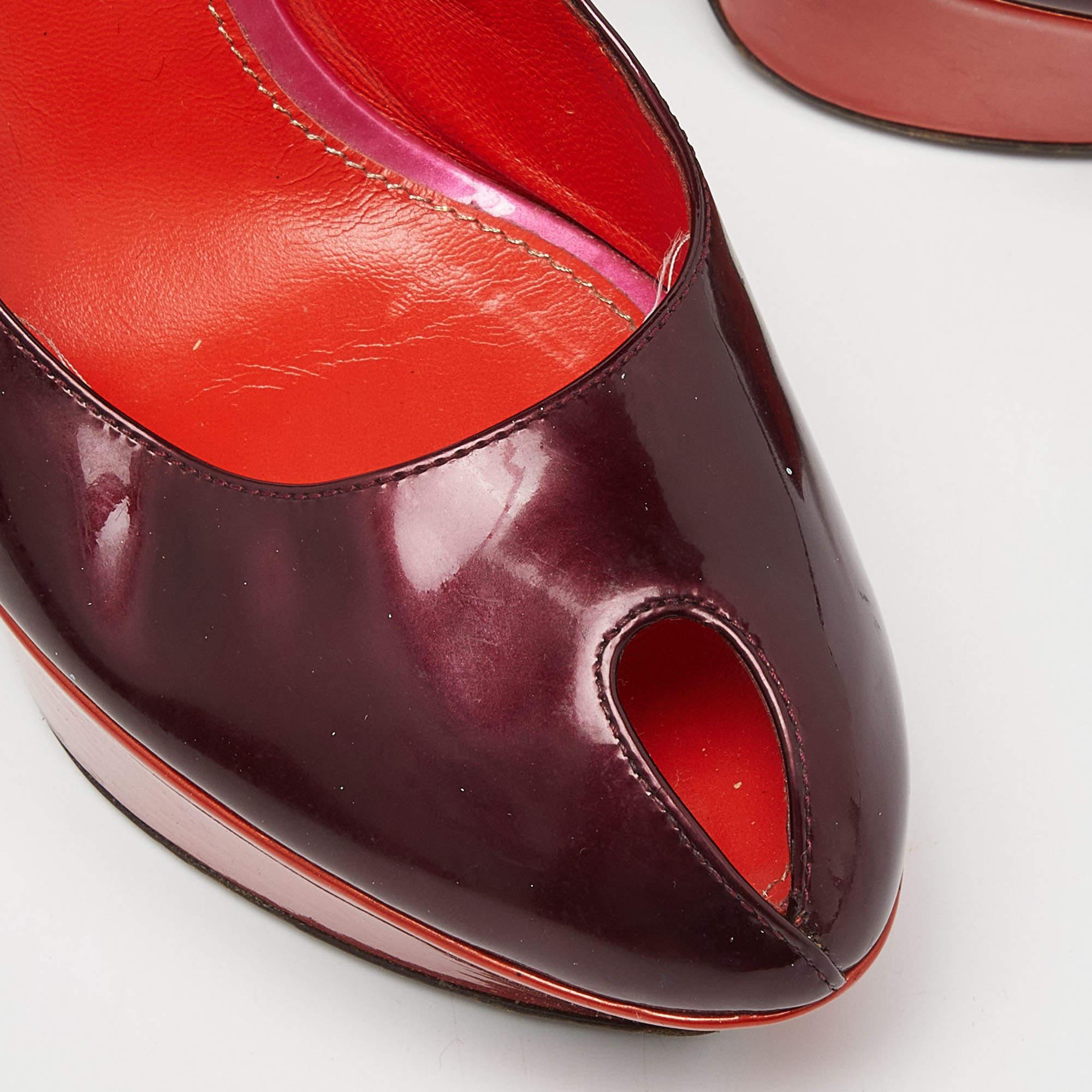 Sergio Rossi Bombas Cachet Slingback de charol burdeos/rojo talla 39 en venta 2