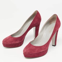 Sergio Rossi Burgundy Suede Platform Pumps Size 38