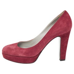 Sergio Rossi - Décolleté con plateau in pelle scamosciata color borgogna - taglia 38