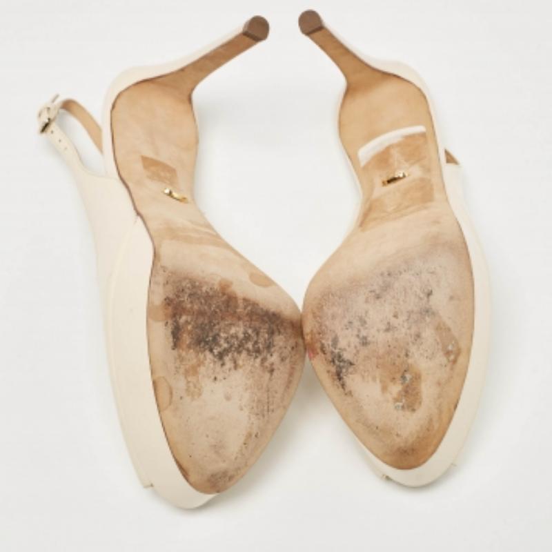 Beige Sergio Rossi escarpins à plateforme à bout ouvert couleur crème, taille 38 en vente