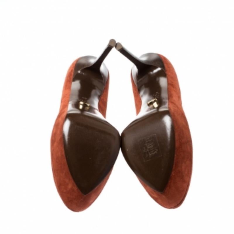 Arancia Sergio Rossi - Piattaforma Cachet in pelle scamosciata arancione scuro - Taglia 39 in vendita