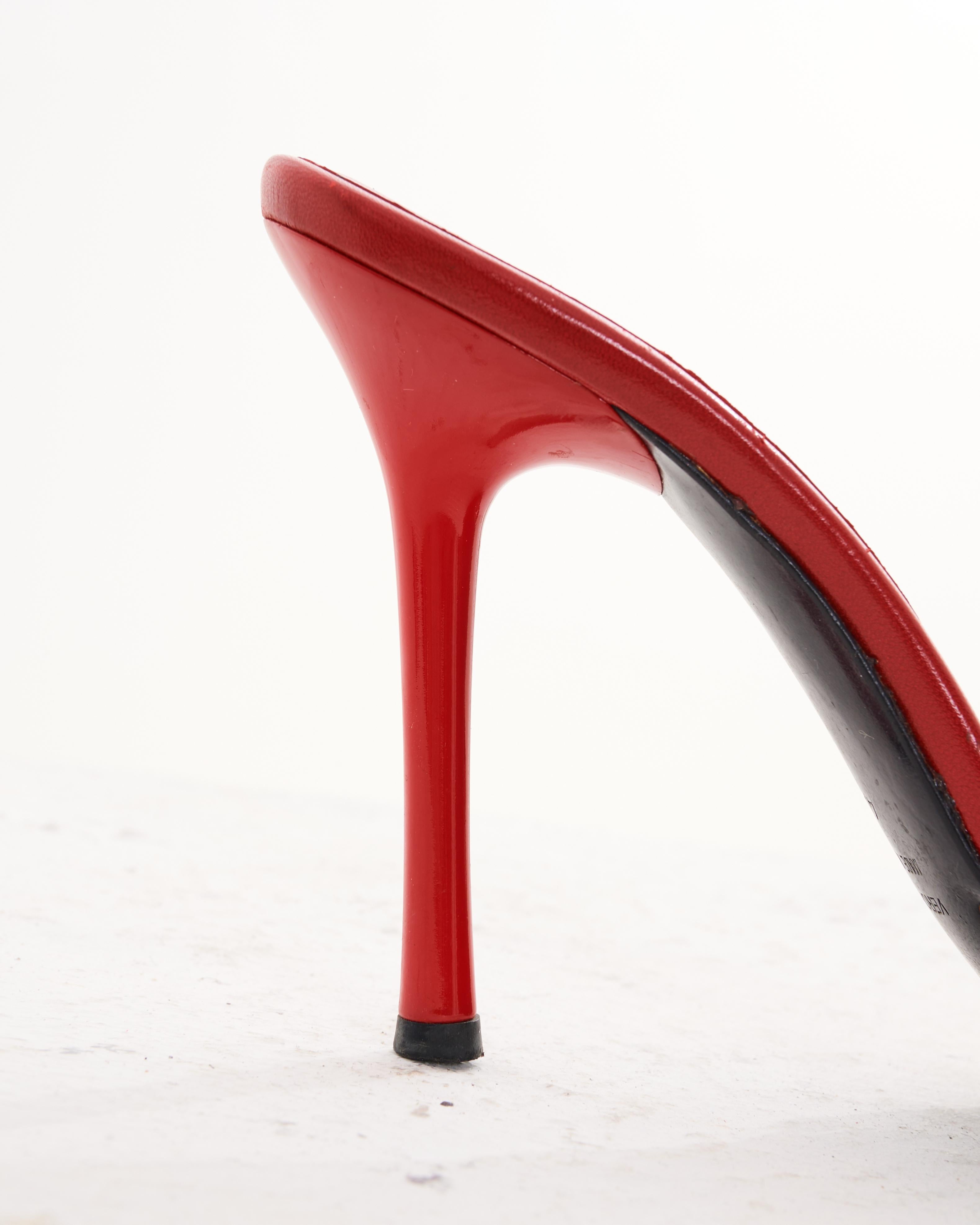 Sergio Rossi Early 2000s Red Christal embellished mule For Sale 1