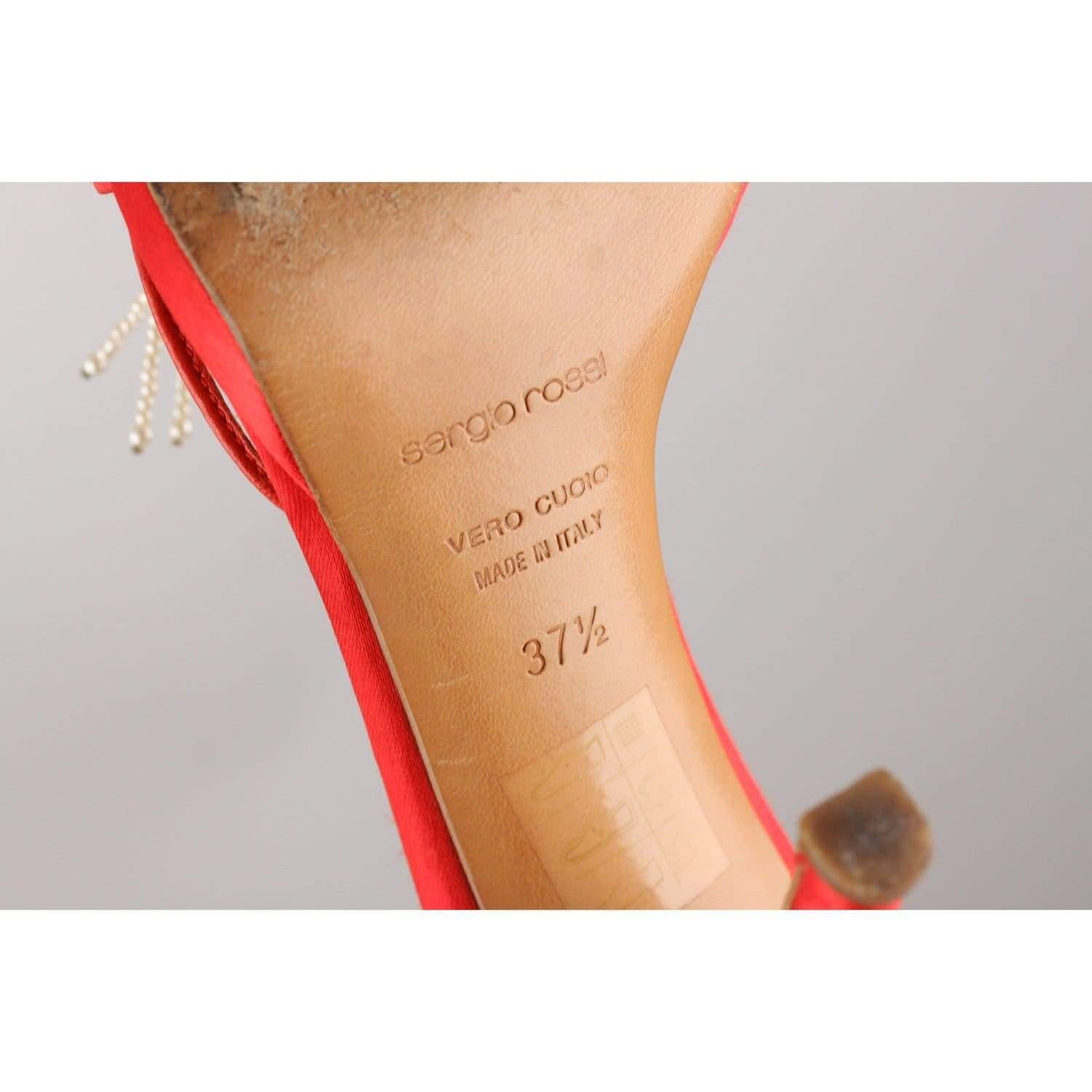 Sergio Rossi Embellished Satin Heeled Sandals Size 37.5 2
