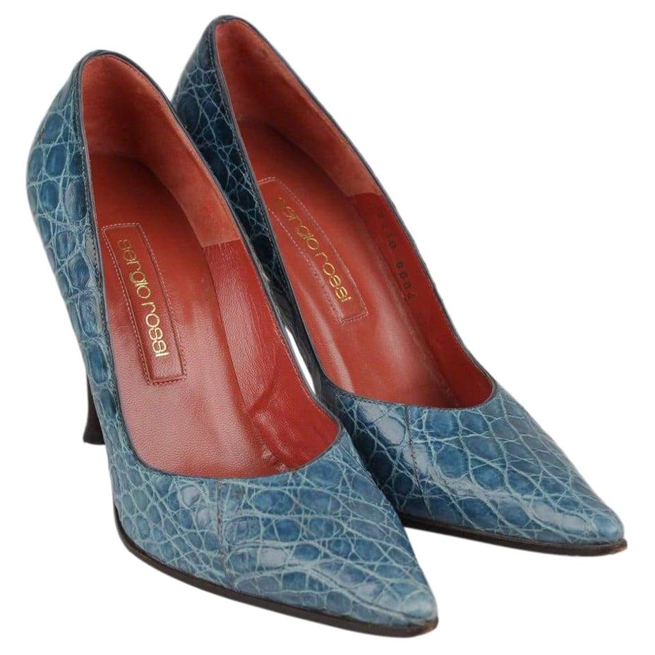 Sergio Rossi Embossed Croc Look Classic Pumps Size 38