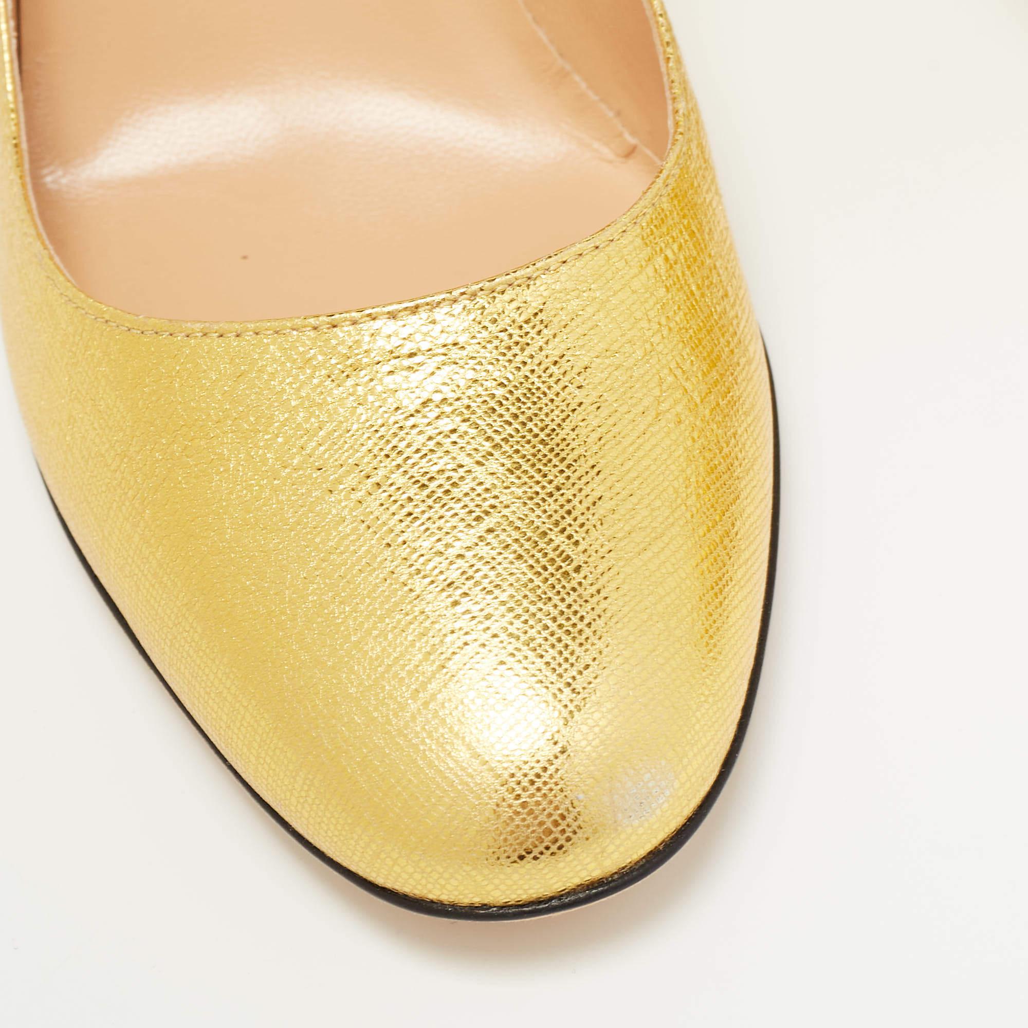Sergio Rossi - Décolleté con tacco in pelle d'oro misura 36,5 2