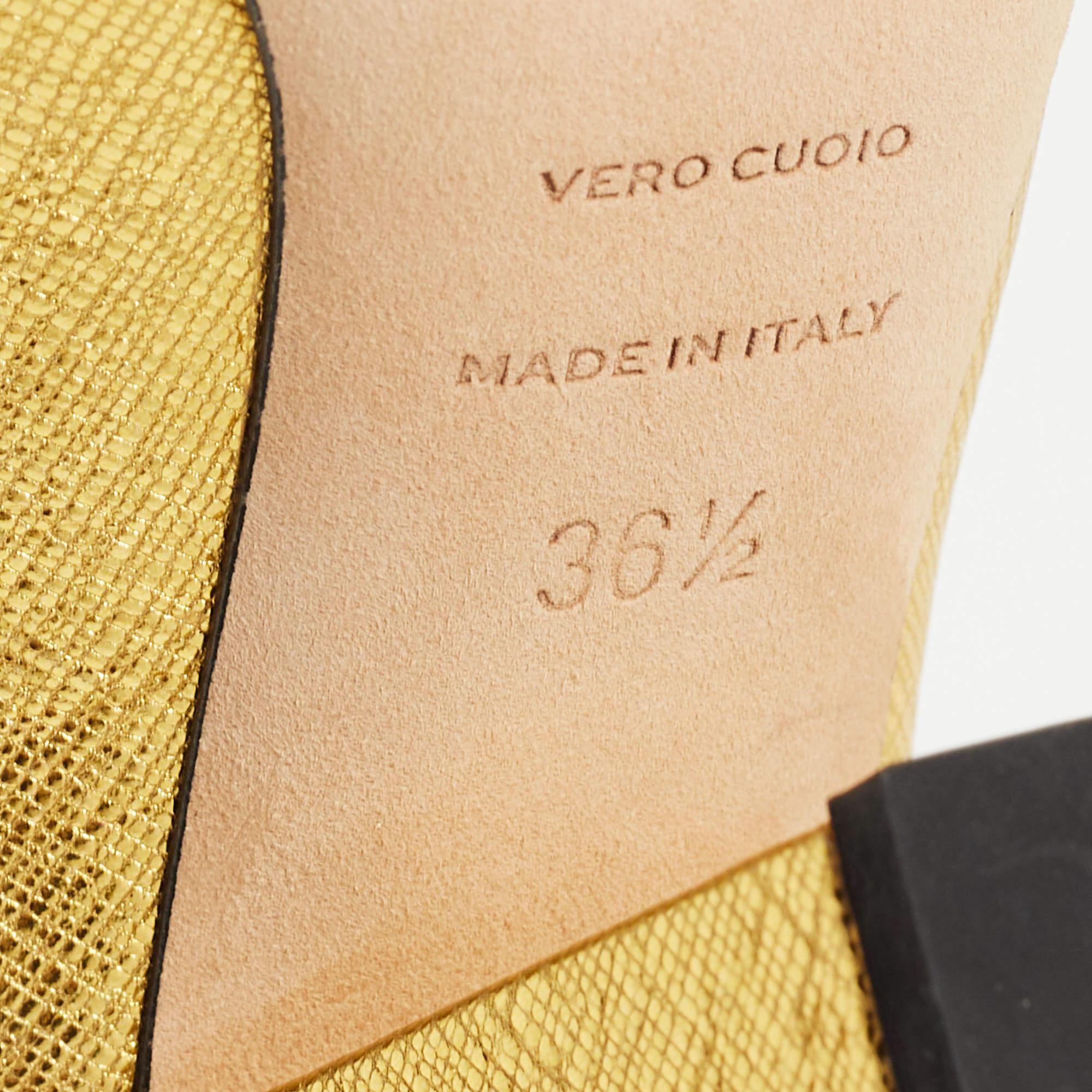 Sergio Rossi - Décolleté con tacco in pelle d'oro misura 36,5 3