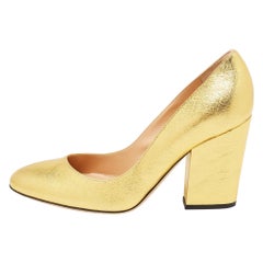 Sergio Rossi - Décolleté con tacco in pelle d'oro misura 36,5