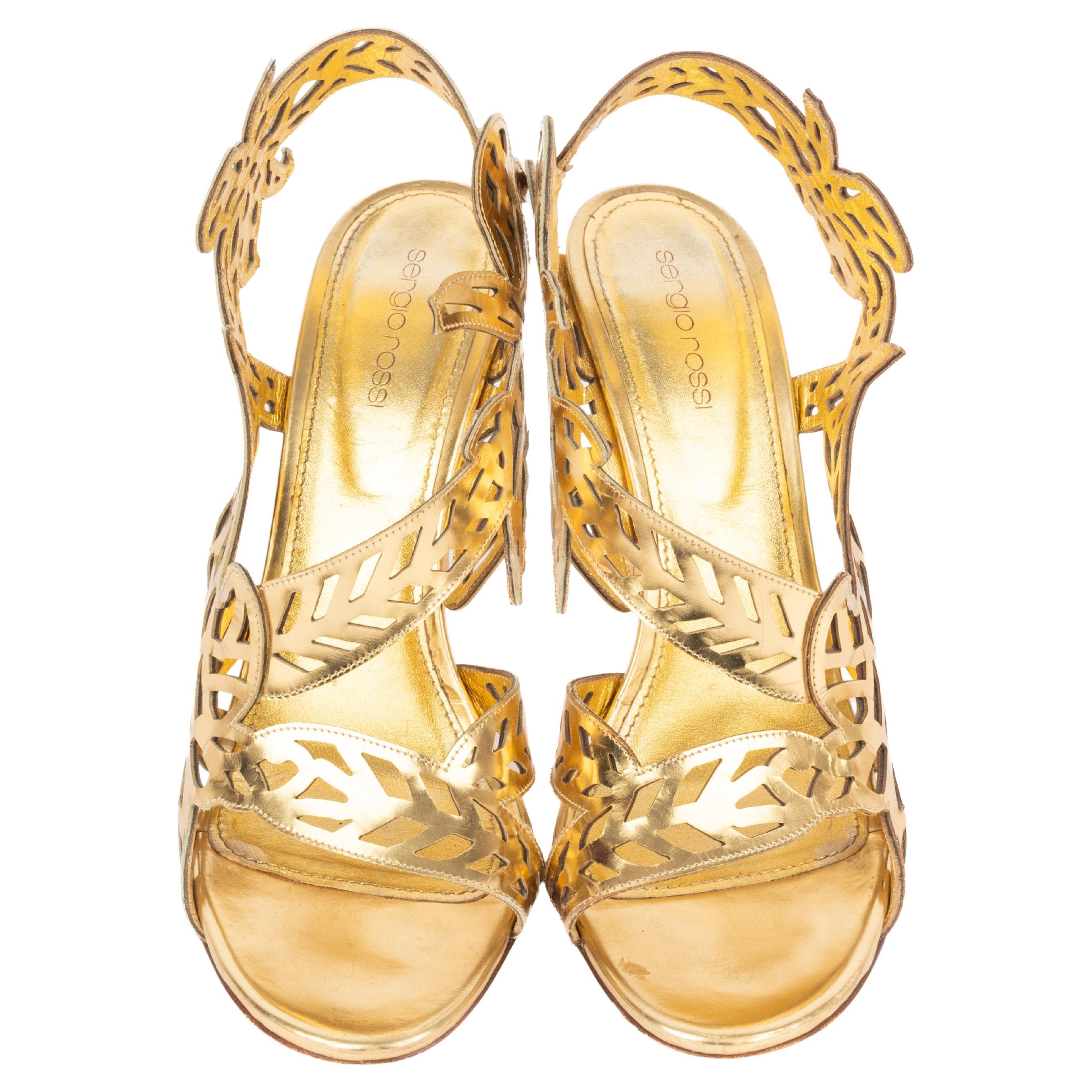 Sergio Rossi, tacchi a spillo in pelle dorata