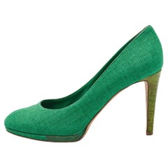 Sergio Rossi Bombas de plataforma de lona verde Talla 40.5