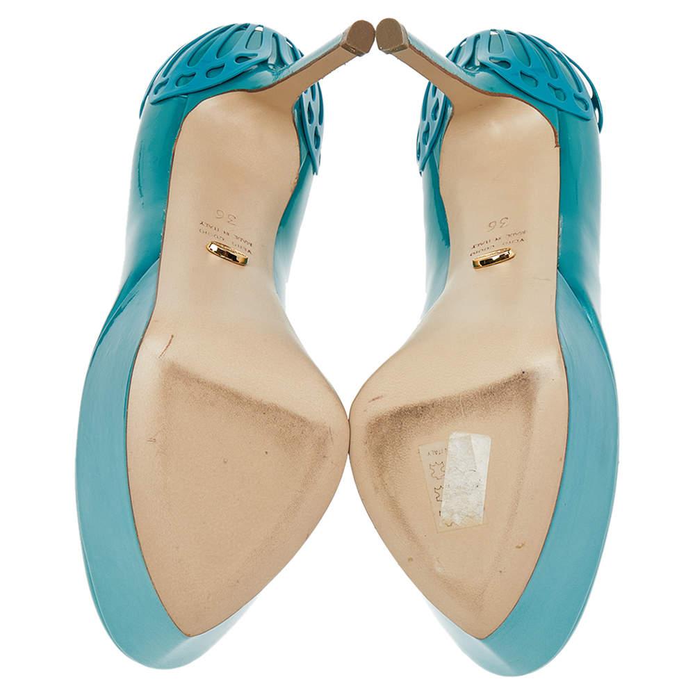 Sergio Rossi Green Patent Leather Butterfly Plaque Platform Pumps Size 36 2