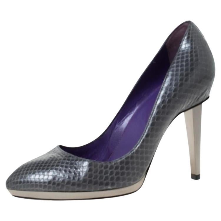 Sergio Rossi Grey Python Leather Pointed Toe Pumps Size 38