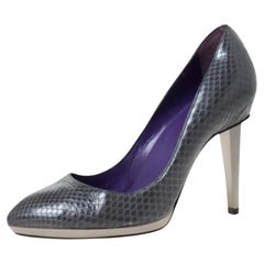 Sergio Rossi Grey Python Leather Pointed Toe Pumps Size 38