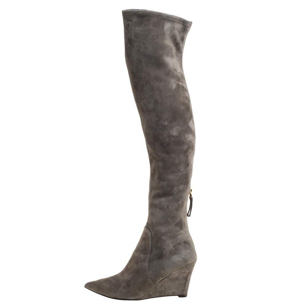 wedge grey boots