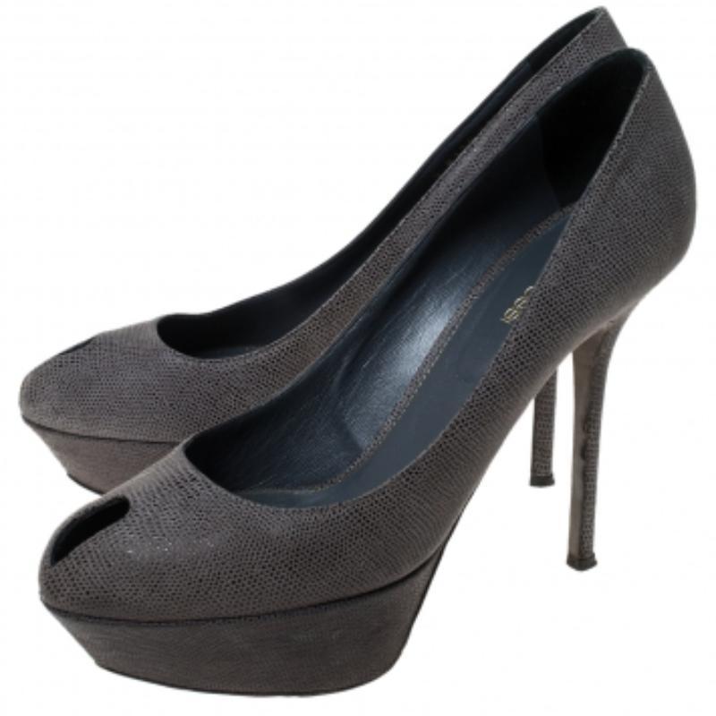 Donna Sergio Rossi, camoscio testurizzato grigio, con piattaforma Peep Toe, misura 39,5 in vendita