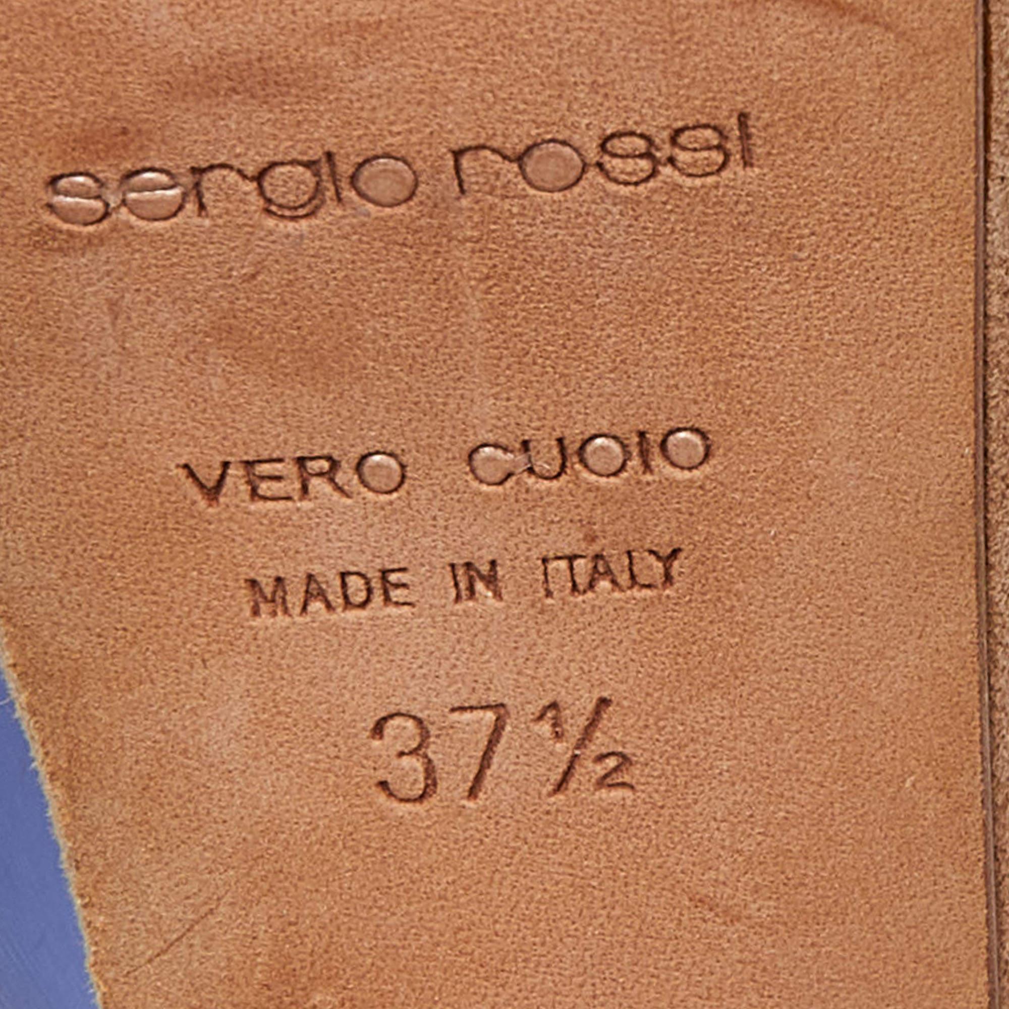Sergio Rossi Lavender Leather and Alcantara Platform Slingback Sandals Size 37.5 For Sale 3