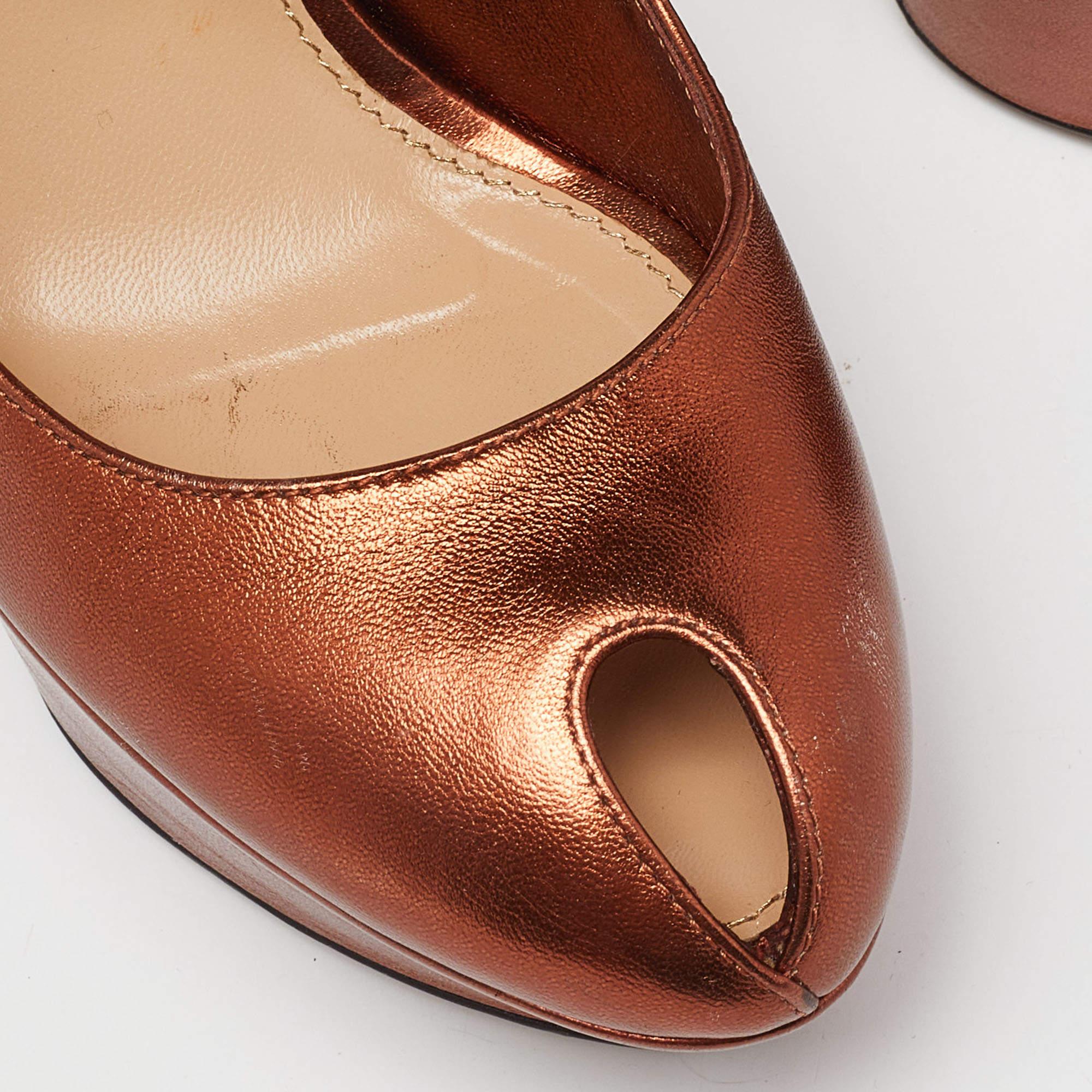 Sergio Rossi - Sandales à talons compensés à bout ouvert en cuir, taille 36,5 en vente 2