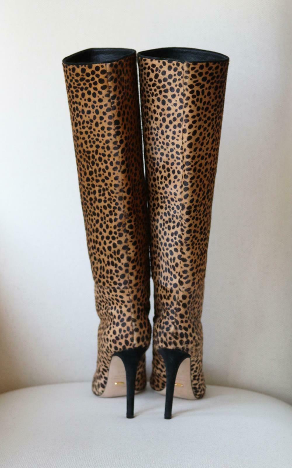 Sergio Rossi - Stivali in pelle di vitello con stampa leopardo In condizioni Nuovo a London, GB