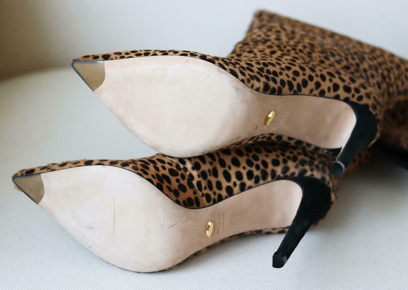 Donna Sergio Rossi - Stivali in pelle di vitello con stampa leopardo