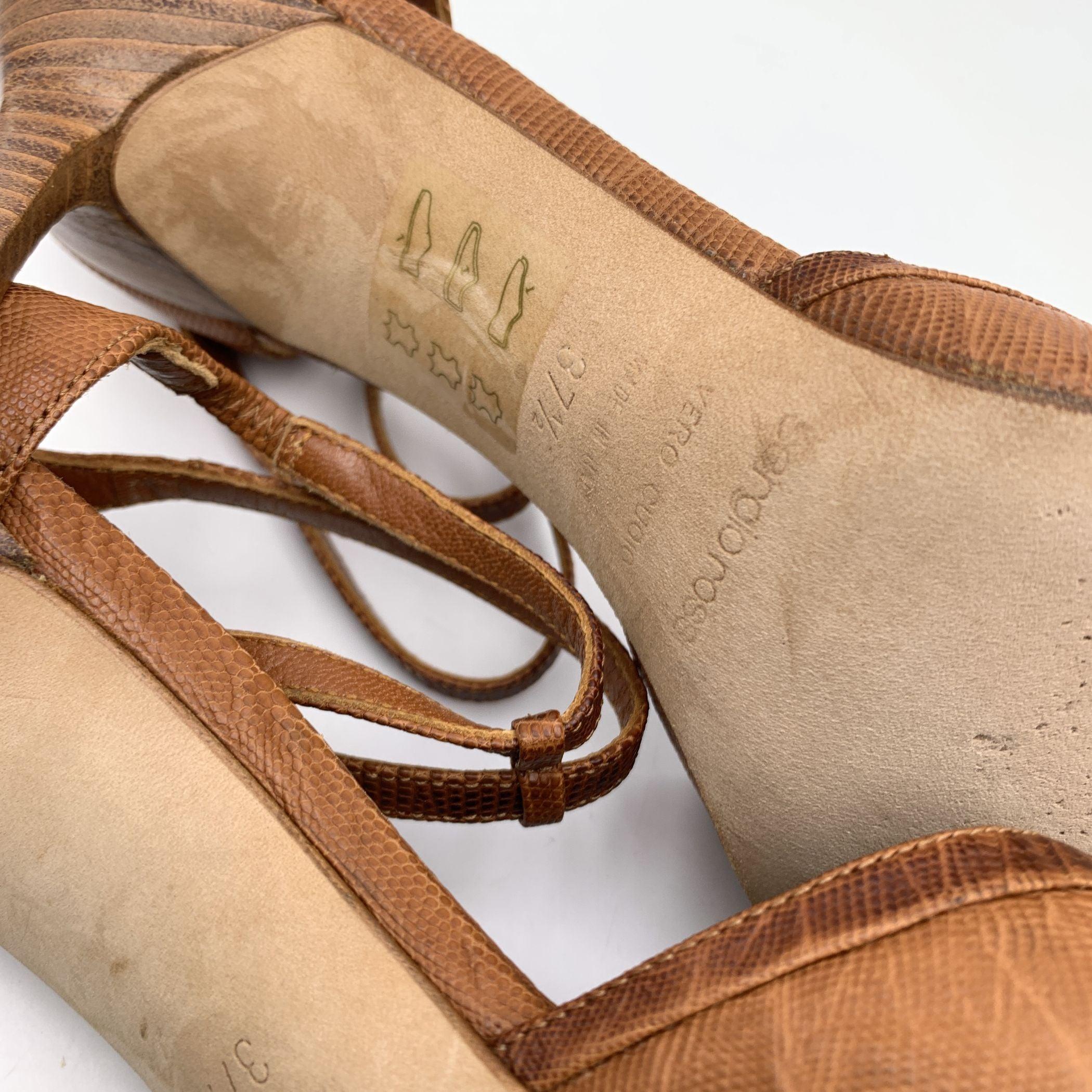 Sergio Rossi Light Brown Leather Pointed D'Orsay Heels Size 37.5 For Sale 1