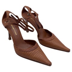Sergio Rossi Light Brown Leather Pointed D'Orsay Heels Size 37.5