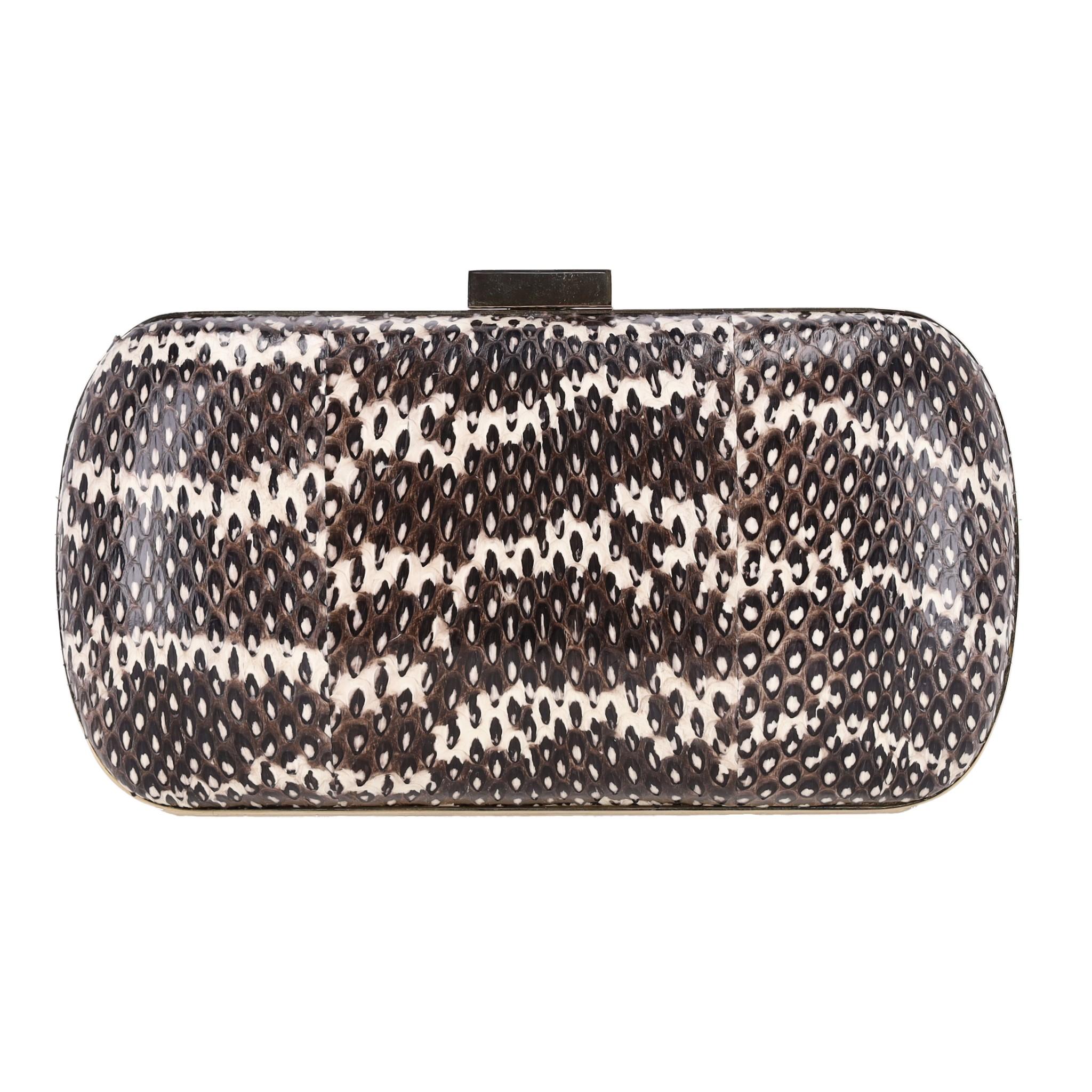 Women's Sergio Rossi Lizard Skin Clutch Bag With Chain Strap For Sale