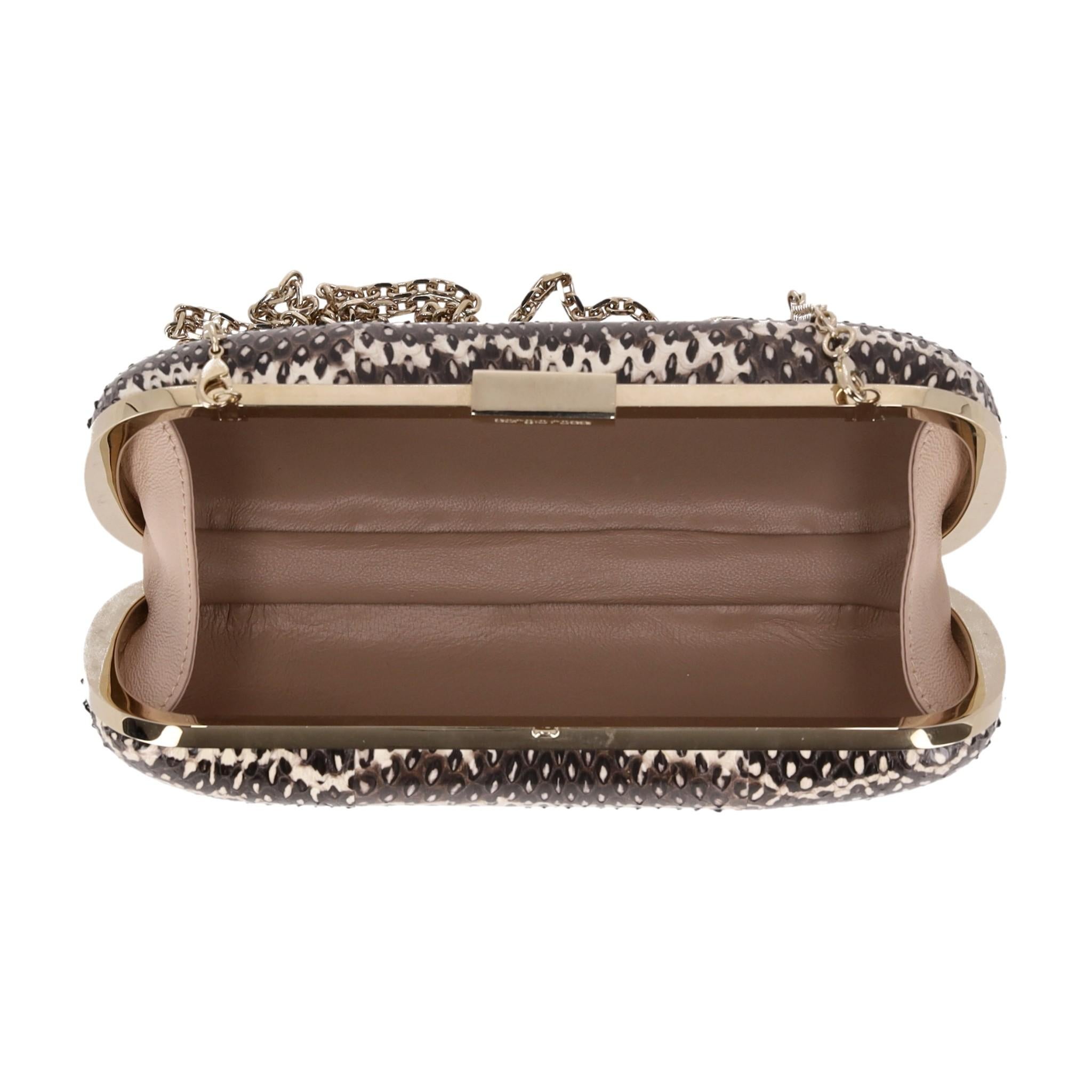 Sergio Rossi Lizard Skin Clutch Bag With Chain Strap For Sale 2