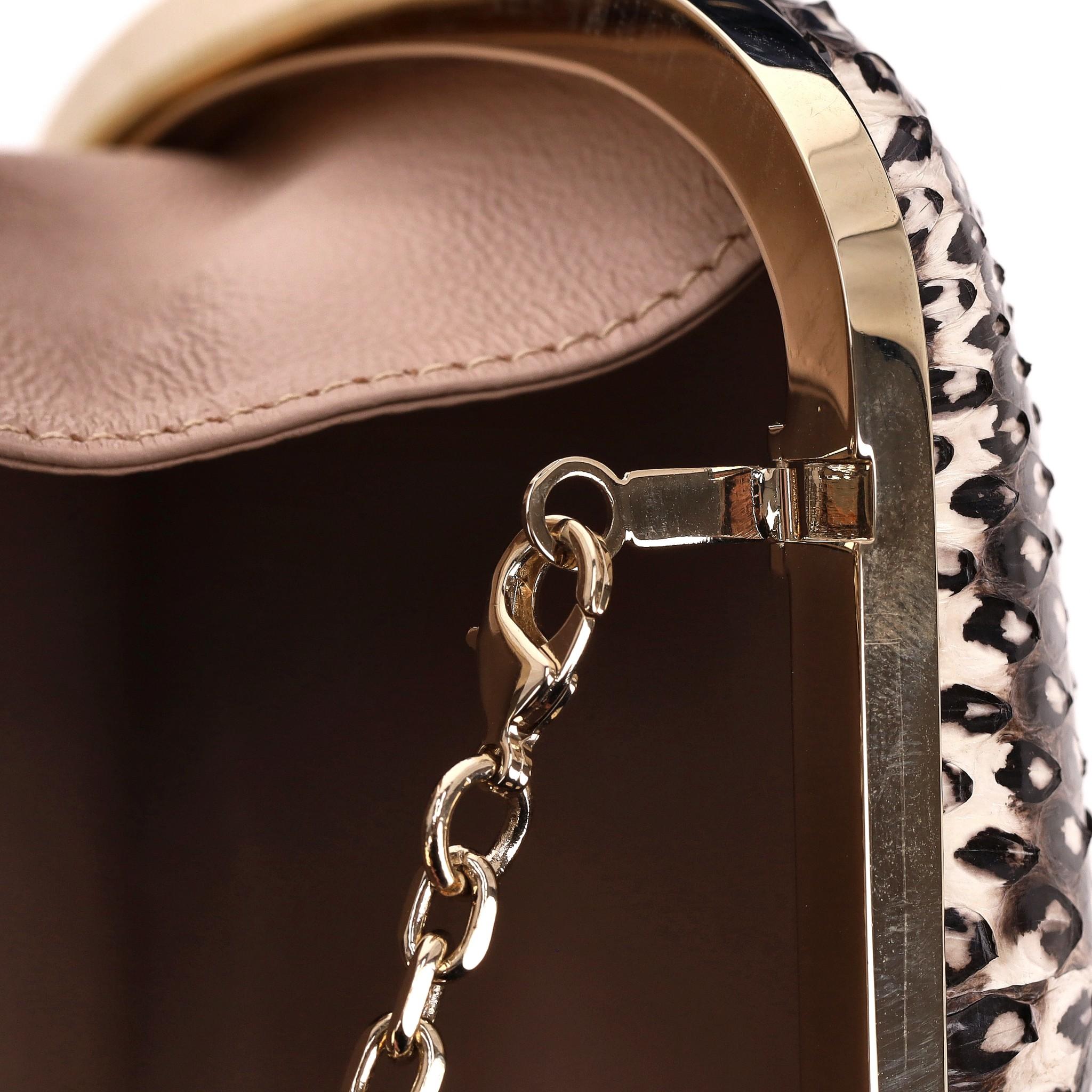Sergio Rossi Lizard Skin Clutch Bag With Chain Strap For Sale 4