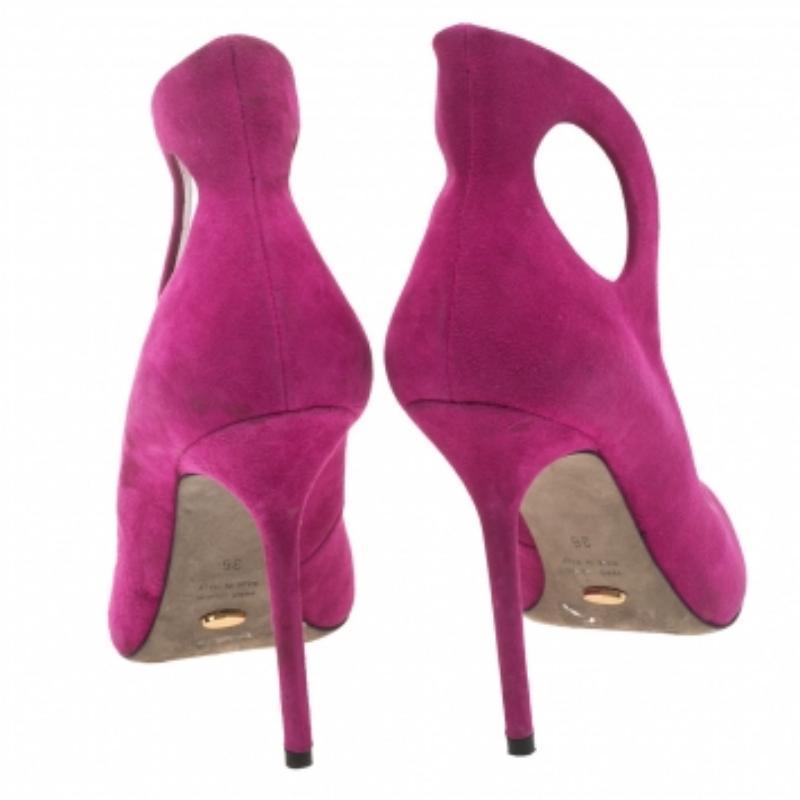 Sergio Rossi Magenda Suede Oblo Cut Out Pumps Size 36 Púrpura en venta