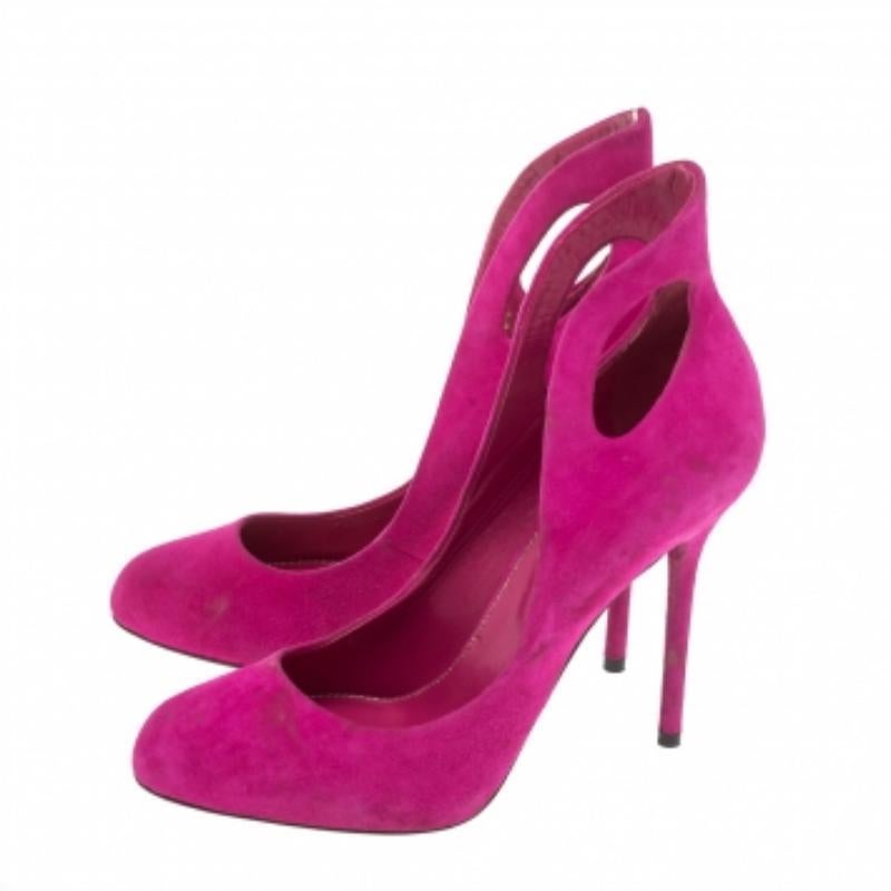 Sergio Rossi Magenda Suede Oblo Cut Out Pumps Size 36 en venta 1