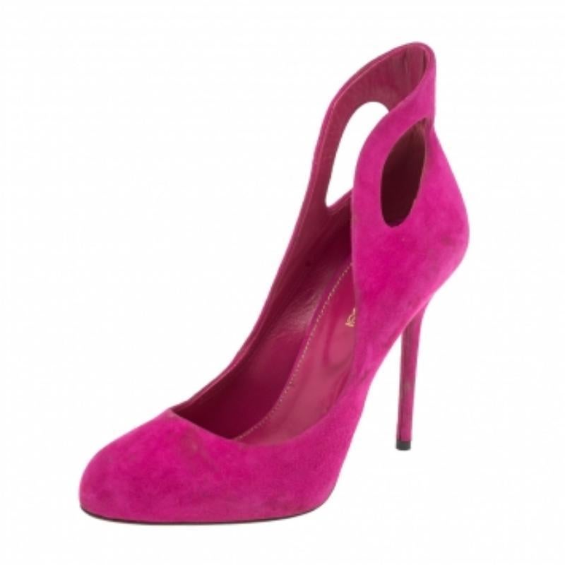 Sergio Rossi Magenda Suede Oblo Cut Out Pumps Size 36 en venta 2