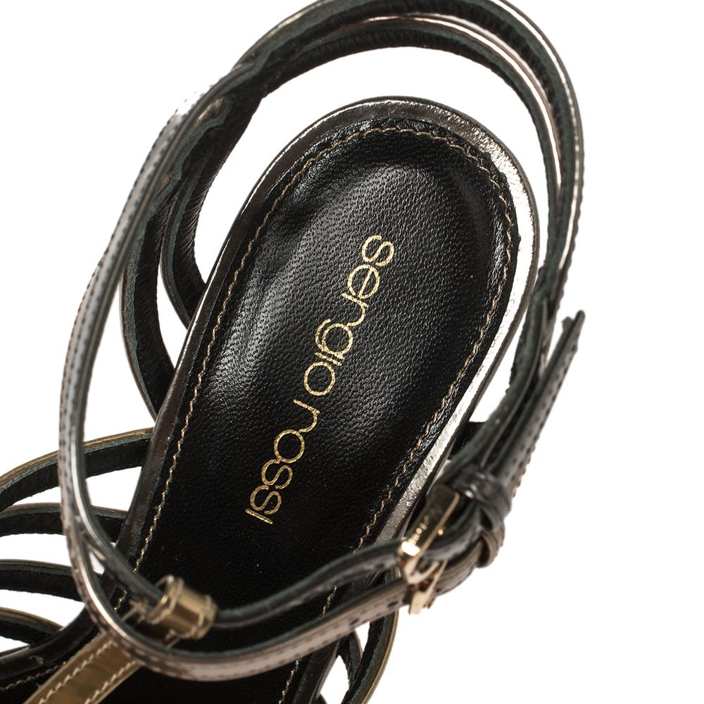 Sergio Rossi Multicolor Patent Leather Strappy Cage Sandals Size 35 1